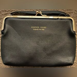 Forever Young Black Clutch Sleek Minimalist Design NEW